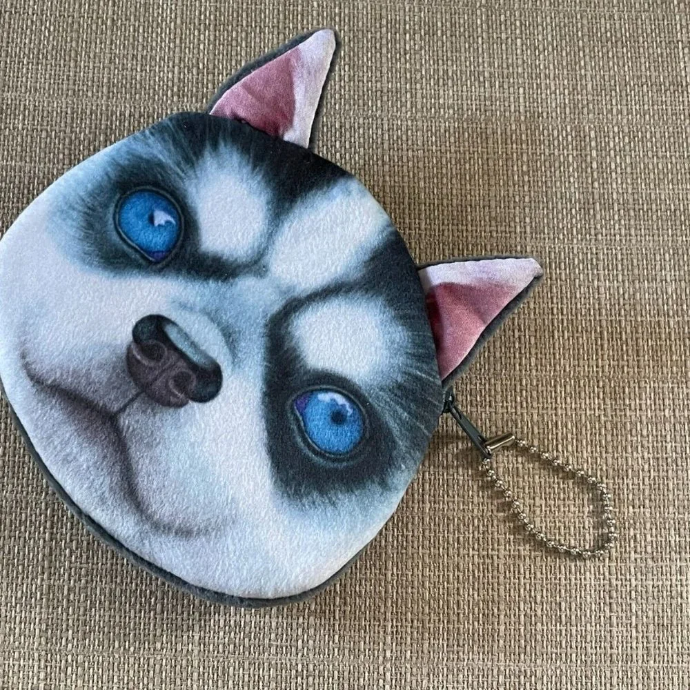Coin Purse Dog Face Print Zip Small Coin Wallet Mini Pouch New